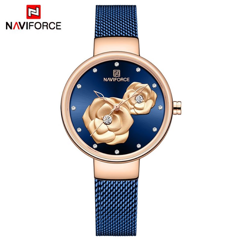 NaviForce Watch Watch Marka Rose Gold Blue Quartz Watches Stael Haterproof Wrisroof For Girl Relogio Feminino 202476