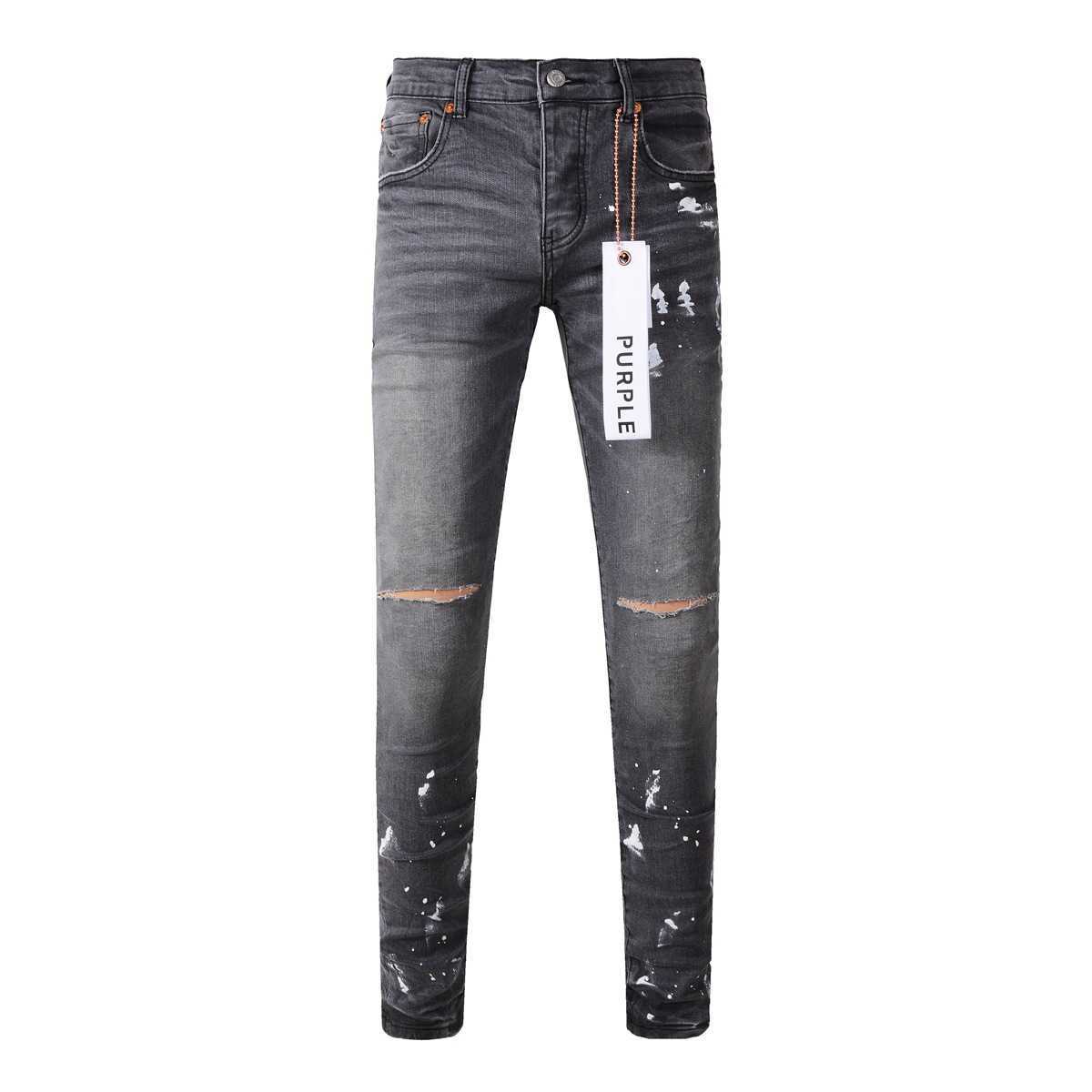 Purple Brand jeans American high street distressed gray paint 9039