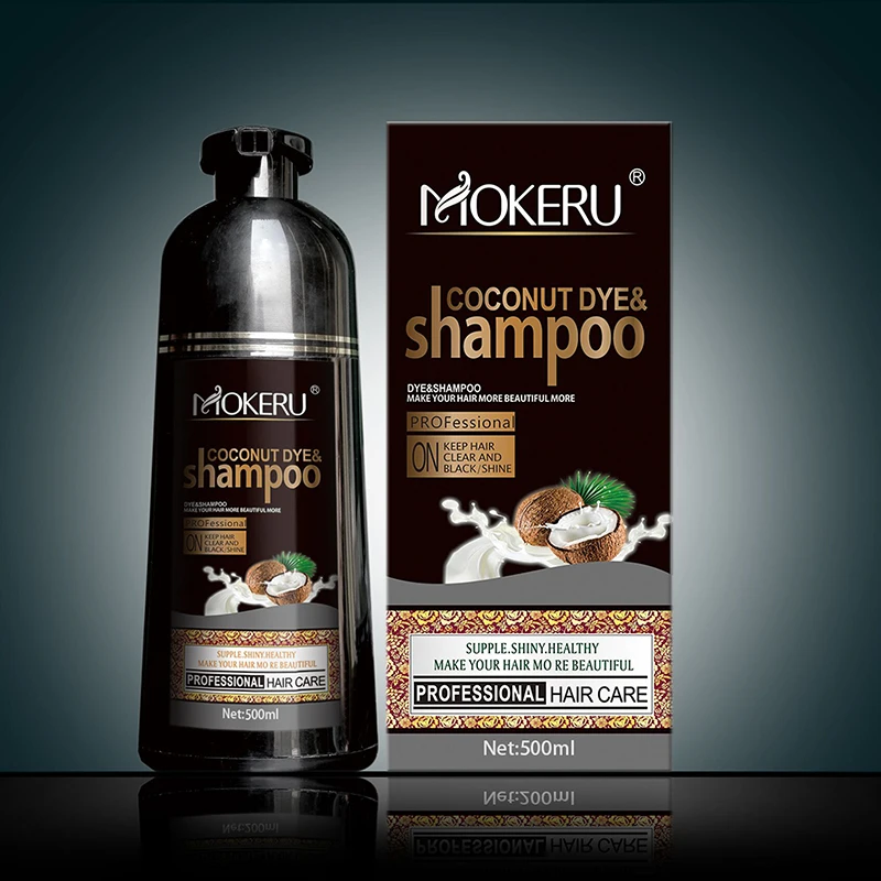 Color Mokeru Longo duradouro Rápido Cabelo castanho preto shampoo orgânico Óleo de coco natural orgânico