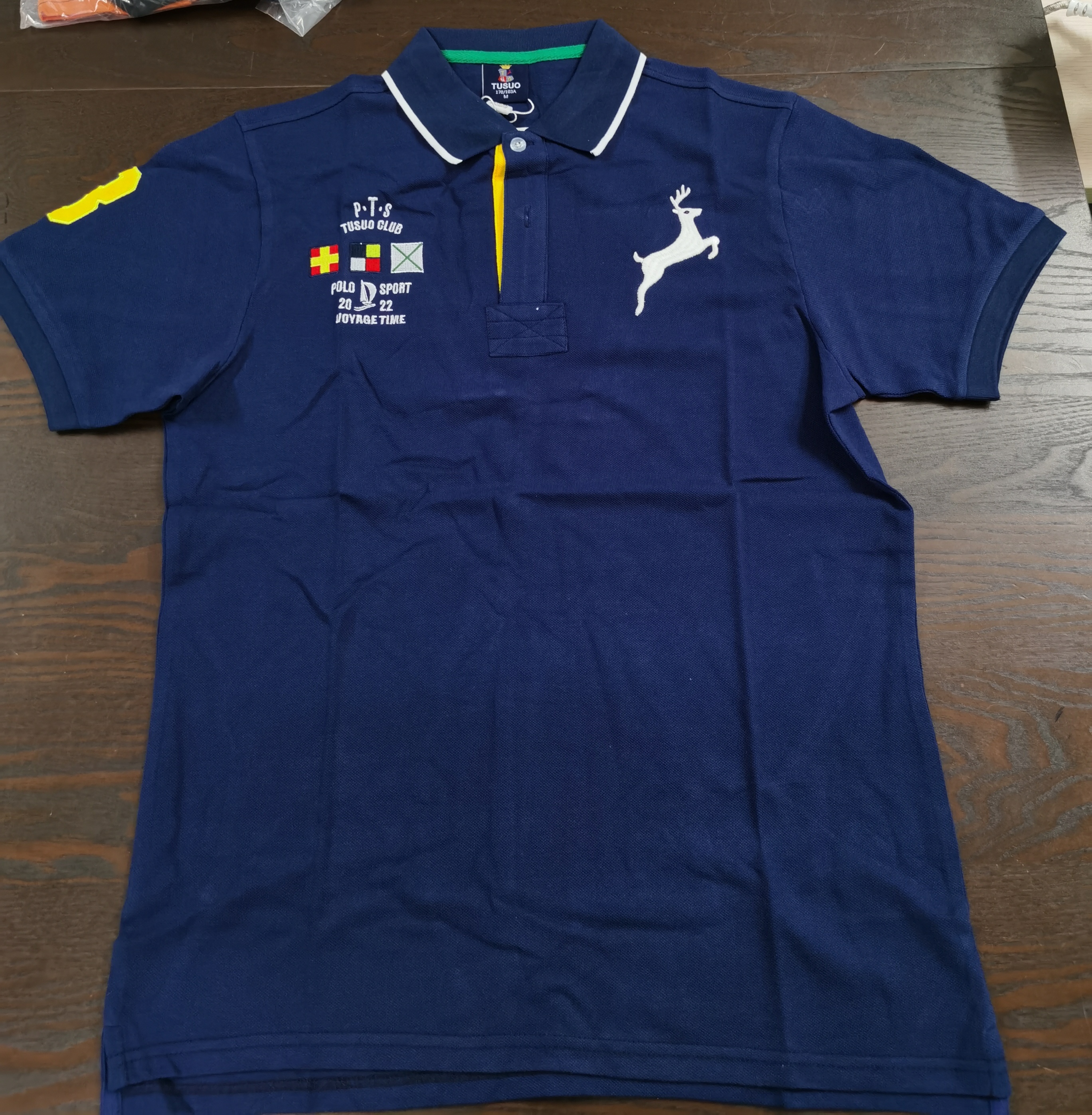 Brand New Summer Pure Cotton Men's Polo Shirt with Turn-down Collar Embroidery Design, Stylish and Casual