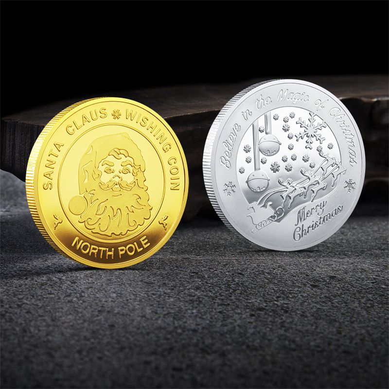 Santa Claus Wishing Coin Gift Collectible Gold Plated Souvenir Coins North Pole Collection Merry Christmas Commemorative Coin