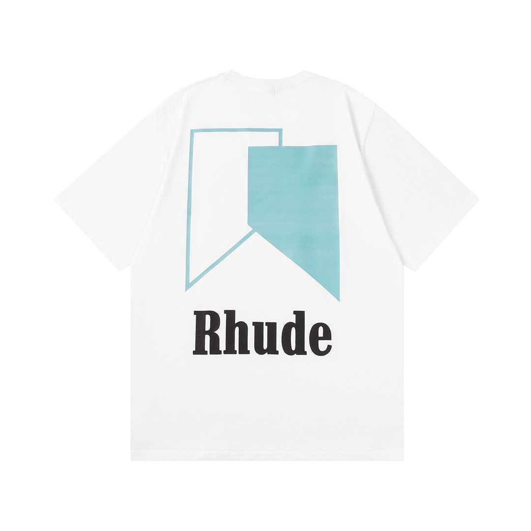 Rhude24ss T-shirt stampata alla moda High Street girocollo ampio da uomo e da donna a maniche corte alla moda