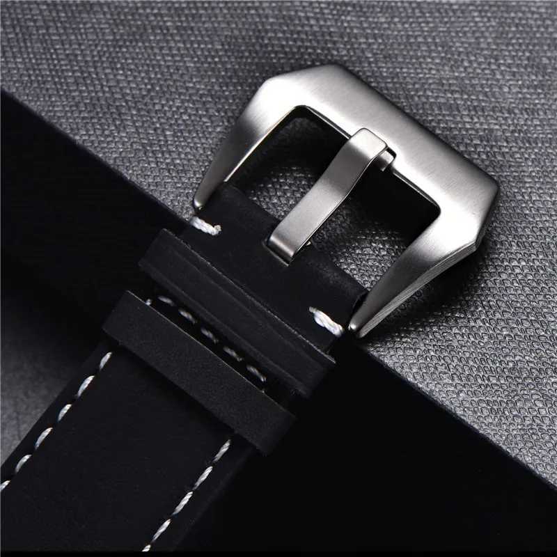 Assista Bandas Nova pulseira de couro retro 18mm 20mm 22mm 24mm fosco artesanal pulseira de fio grosso acessórios cinta 7 cores 24323