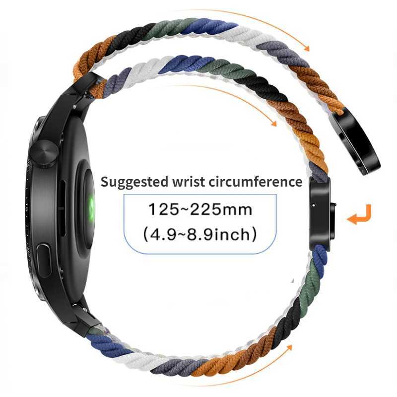 Pulseiras de relógio Pulseira de nylon de 22 mm 20 mm adequada para Samsung Galaxy Watch 6 5 4/Gear S3 fivela magnética pulseira de ajuste de metal adequada para Huawei Watch 4 GT2/3 Pro 24323