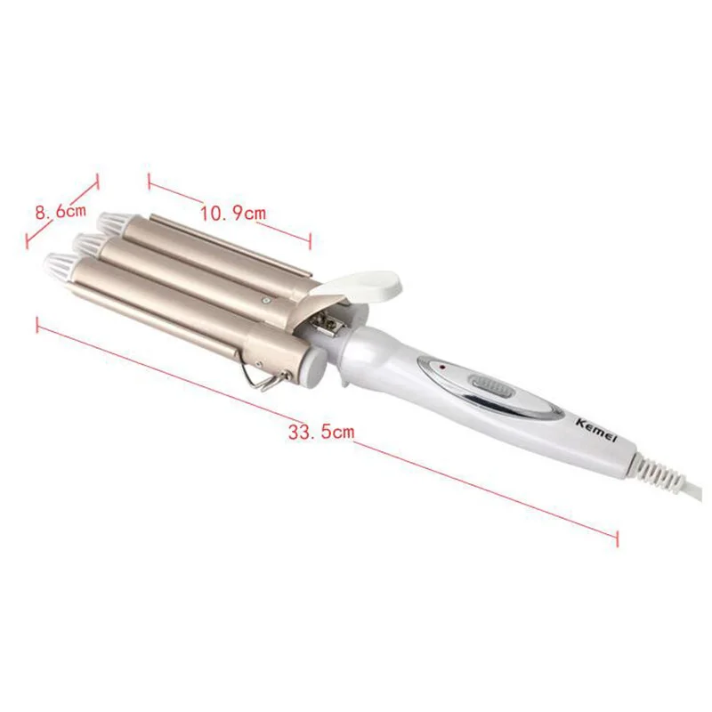 Irons Kemei Professional Curling Iron Ceramic Triple Barrel Hair style Hair Waver Styling Tools 110220V Hair Curler Electric Curling