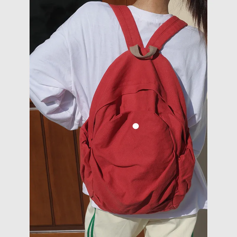 Lu wash canvas backpack female simple everything college student schoolbag female lazy wind high school hanging backpack female