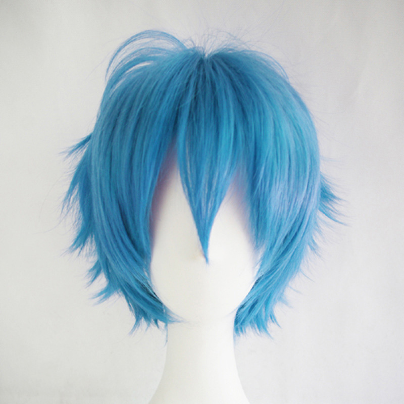 Produit tendance style frange anime japonais Durarara / kuronuma aoba court 32cm hommes cheveux courte bleu cosplay perruques de poils synthétiques avec différentes couleurs