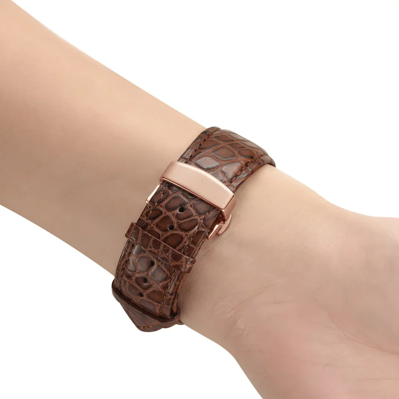 Accessoires bracelet cuir alligator France Fhxkz pour bracelet de montre Apple 42mm 38mm 44mm 40mm montre Apple 6 5 4 3 2 bracelet iwatch