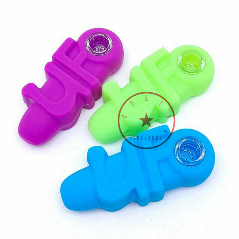 Dernières colorées 420 UFO LOVE Forme Silicone Pipes à main Filtre en verre Nineholes Trous Écran Bol Portable Herb Tabac Porte-cigarette Fumer Pocket Handpipes