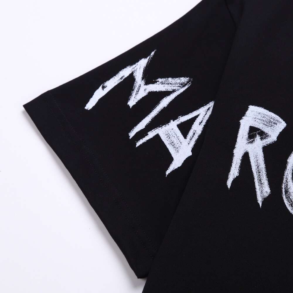 Margiala estilo mm6 esboço desenhado à mão impressão digital solto pulôver de manga curta camiseta masculina casal superior feminino