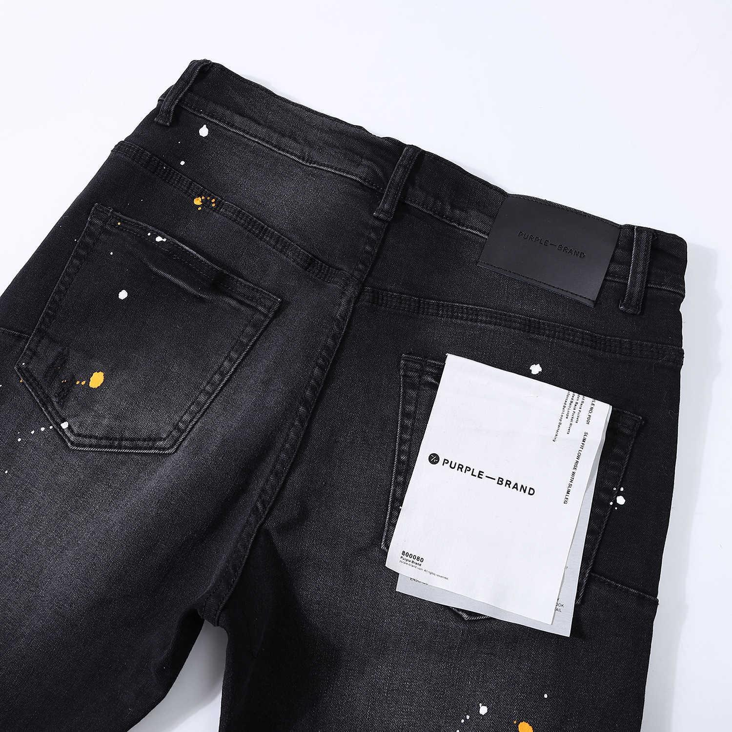 Nya lila varumärken svart knähål jeans