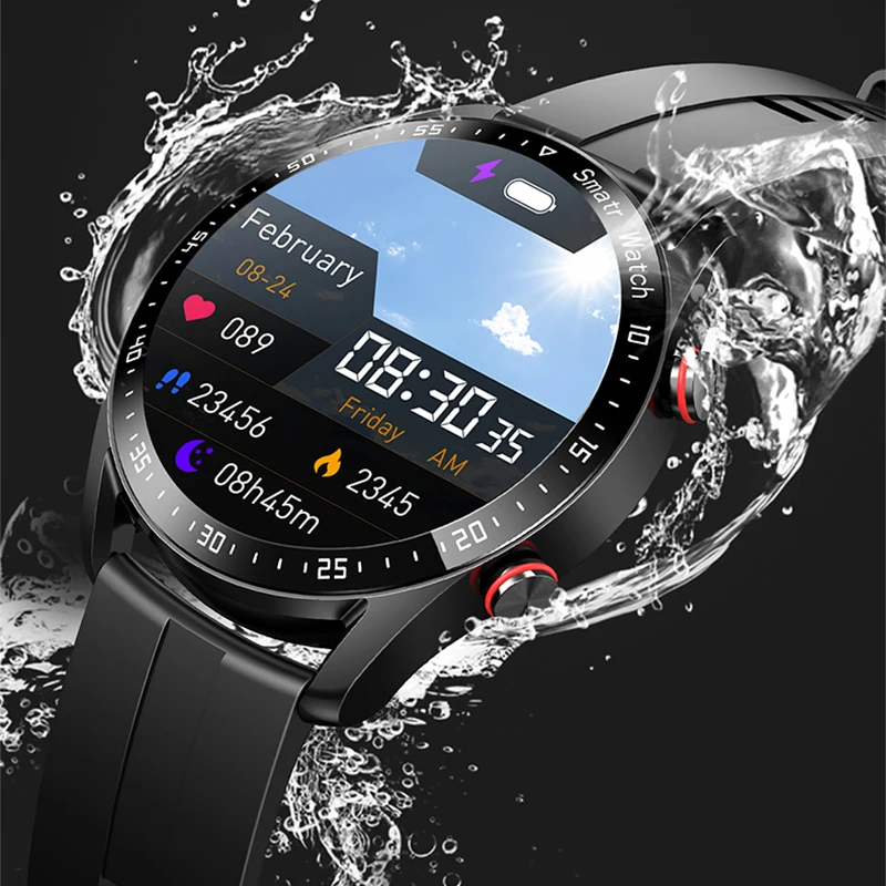 Tittar på nya män ECG+PPG Bluetooth Call Smart Watch Male Music Player Waterproof Sports Fitness Tracker rostfritt stål Rem smartur