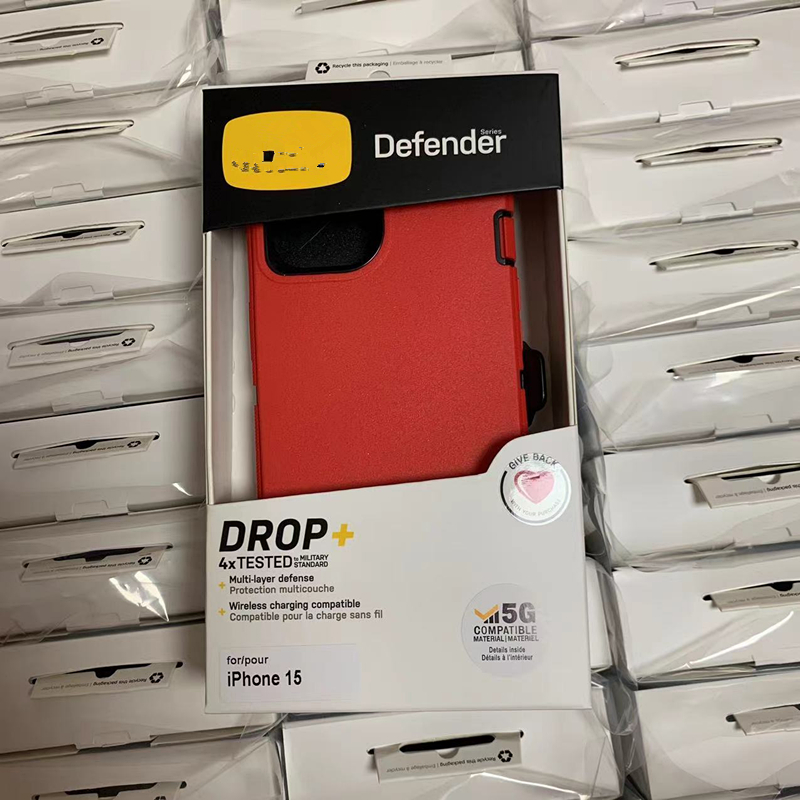 Avoir OtterrBox Logo Defender étui pour iPhone 15 15 Pro Max 14 13 12 11 Xs Max XR X 7 8 Plus étui de téléphone robot hybride antichoc de qualité militaire avec emballage de boîte de clip de ceinture