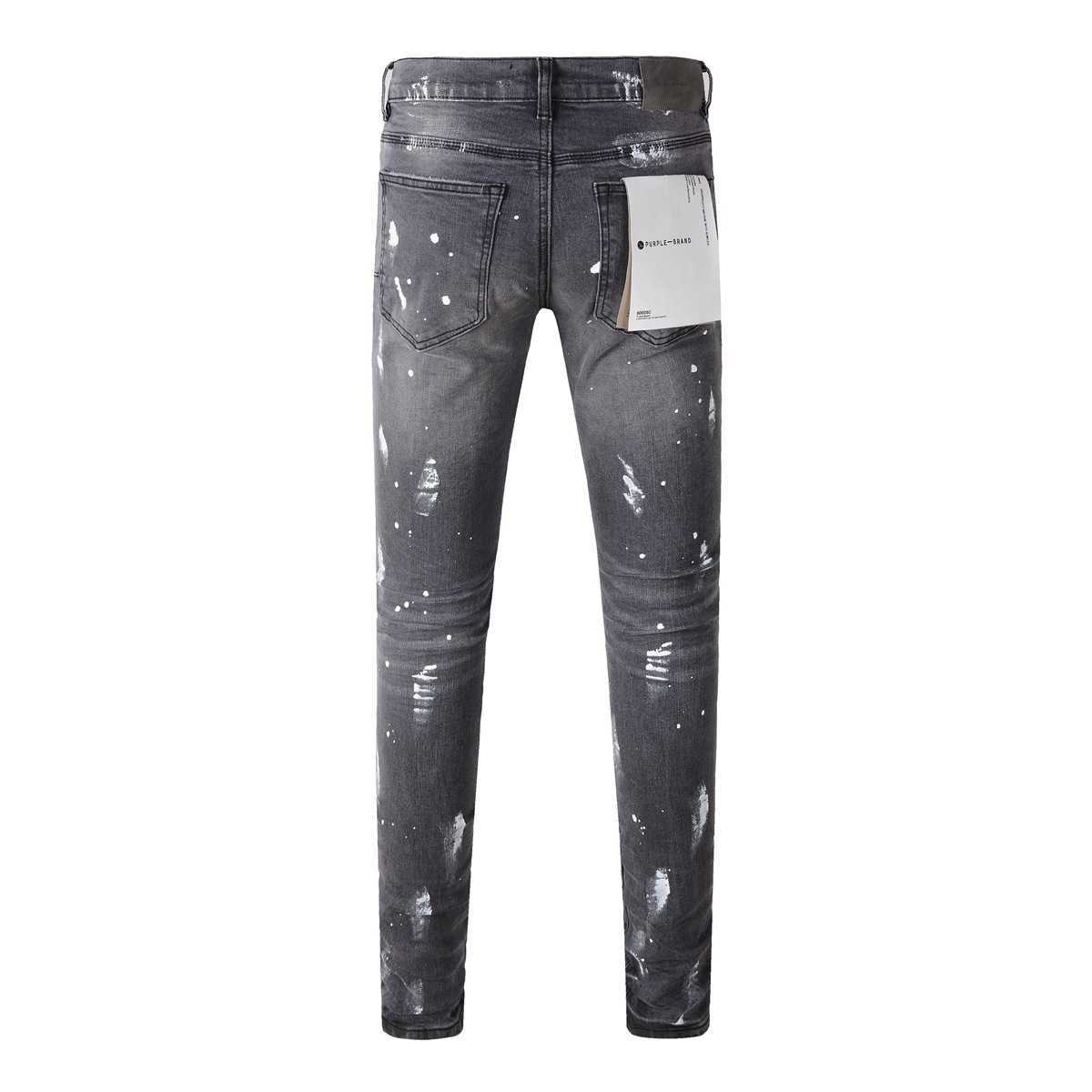 Purple Brand jeans American high street distressed gray paint 9039