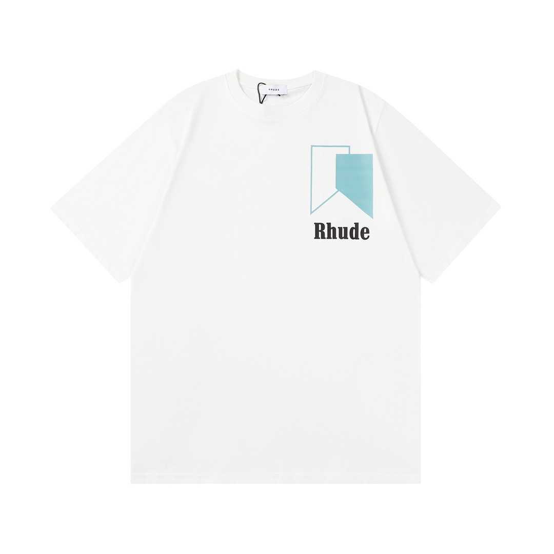 Rhude24ss T-shirt stampata alla moda High Street girocollo ampio da uomo e da donna a maniche corte alla moda