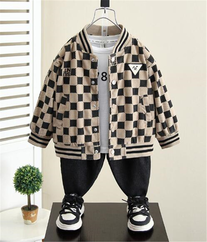 Barnjackor 2024 Spring och Autumn Outwear Boys Baseball Coat Baby Fashion Trend Children's Jackets Top