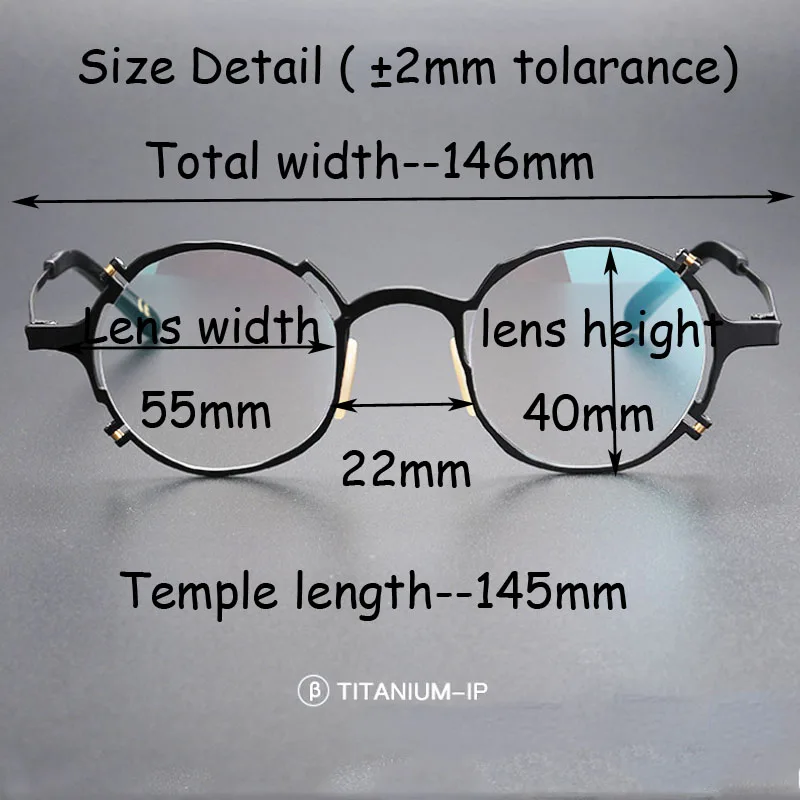 holdone Montature occhiali da sole Occhiali da vista rotondi in titanio puro Montatura piccola Fatta a mano Personalità irregolare Moda Classica Occhiali retrò Stella Stesso stile