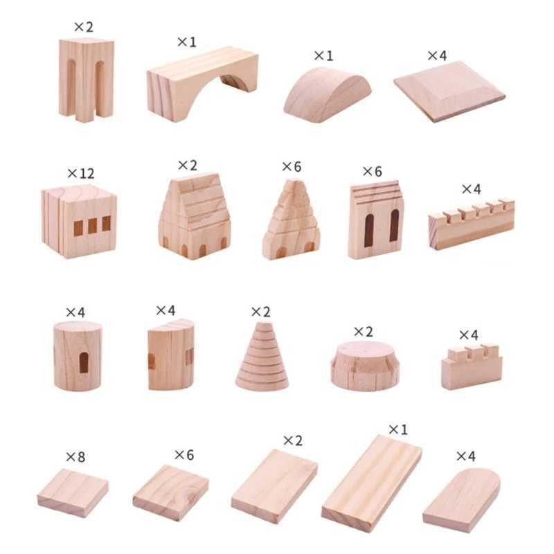 Ordinamento di giocattoli impilabili e impilabili Y55B Giocattoli in legno impilati Montessori 3 4 5 Bambini e neonati di 6 anni Sensor Castle Building Blocks Set da 75 pezzi 24323