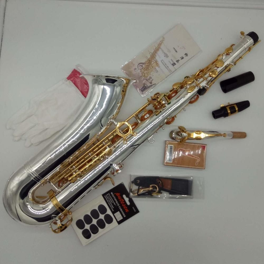 Тенор новый бренд модель T-WO37 Никелированные золотые золотые клавиши Sax Professional Mourteece Patches Pads Pads Treed Seads Sears с корпусом