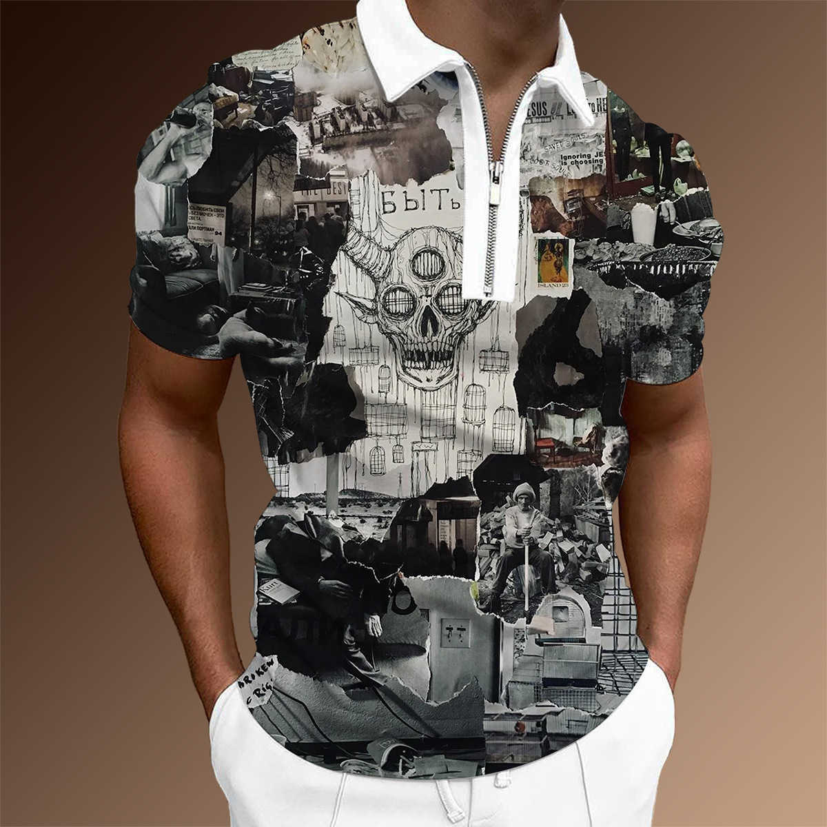 2024 mode Frühjahr Neue 3D Digital Gedruckt Herren Lose Beiläufige kurzarm POLO Shirt