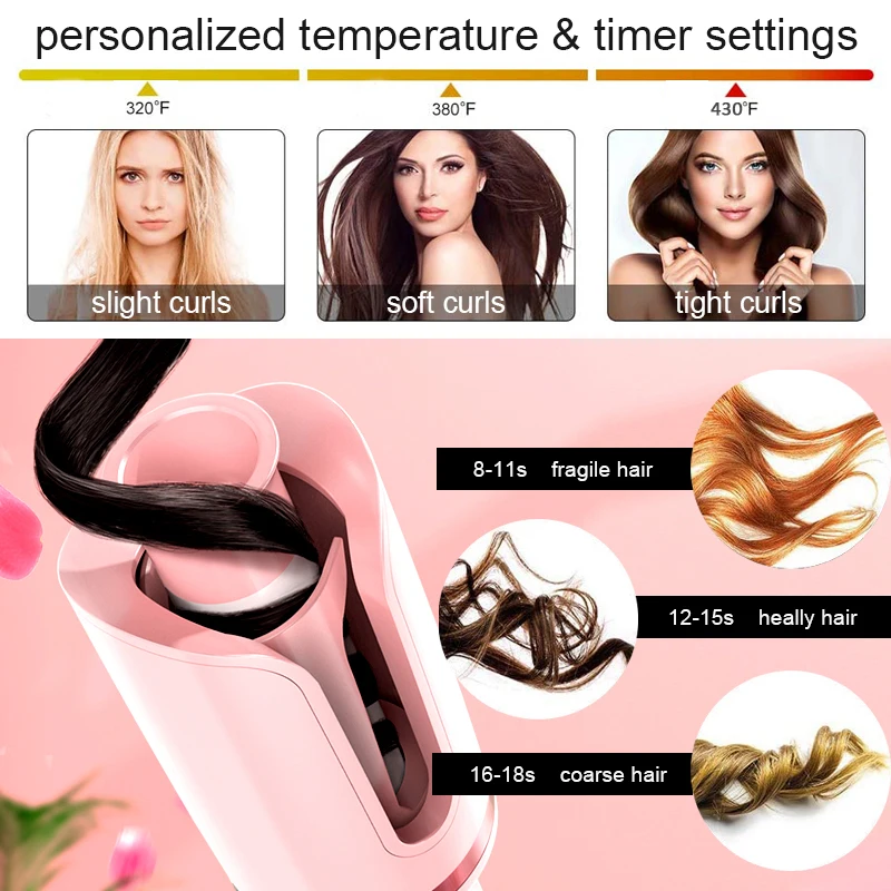 Irons Automatyczny Curler do włosów Ceramiczny Auto Obracanie Curling Iron Longlasting Hair Styl Temperatura Fala Hair Care Electric Hair Curler