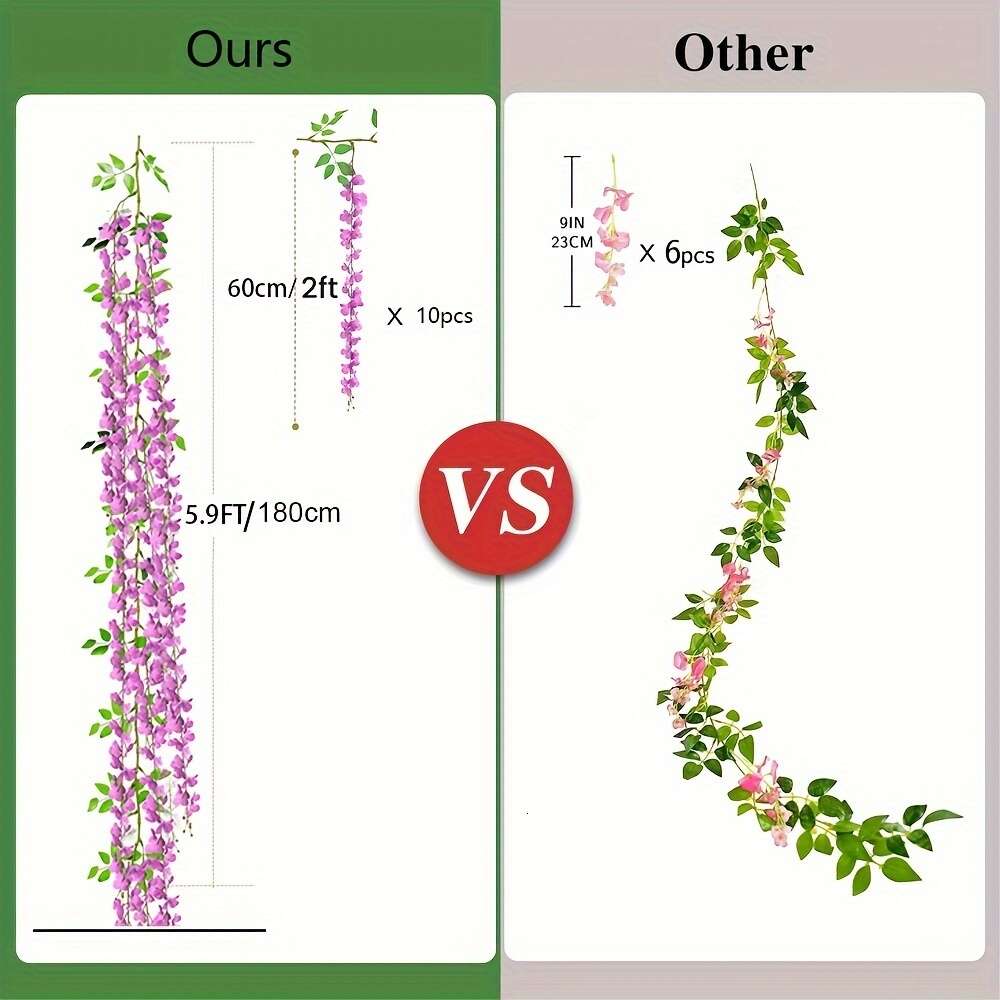 Flowers Artificial Wisteria Vine Hanging Flower Greenery Garland, Perfect for Garden Outdoor Wedding Arch Floral Spring Summer Home Decor, Aesthetic Room