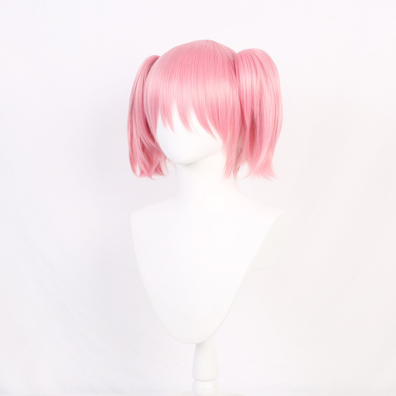 Puella Magi Madoka Magica Madoka Kaname Style Hair With Bangs Cosplay Wig Peluca Synthetic High Anime Anime Hair Wigs avec double queue de cheval