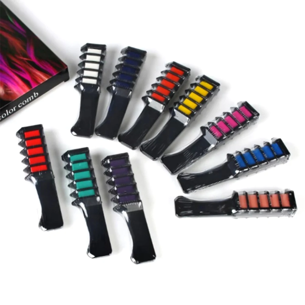 Färg 10 datorer Hårfärgade kritor Crayons engångsgame Comb Temporär hårkrita Färg Combs Crayons Hårfärgningsverktyg