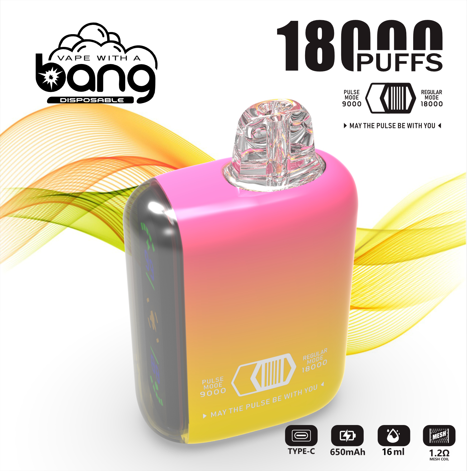 オリジナルのBang Rocket 18000 Puff使い捨てベイプボックスキットデュアルモードパフ18K 9K充電式メッシュコイル電子タイトル0％2％3％5％Vaper 12 Flavors Bang King 9K〜18K