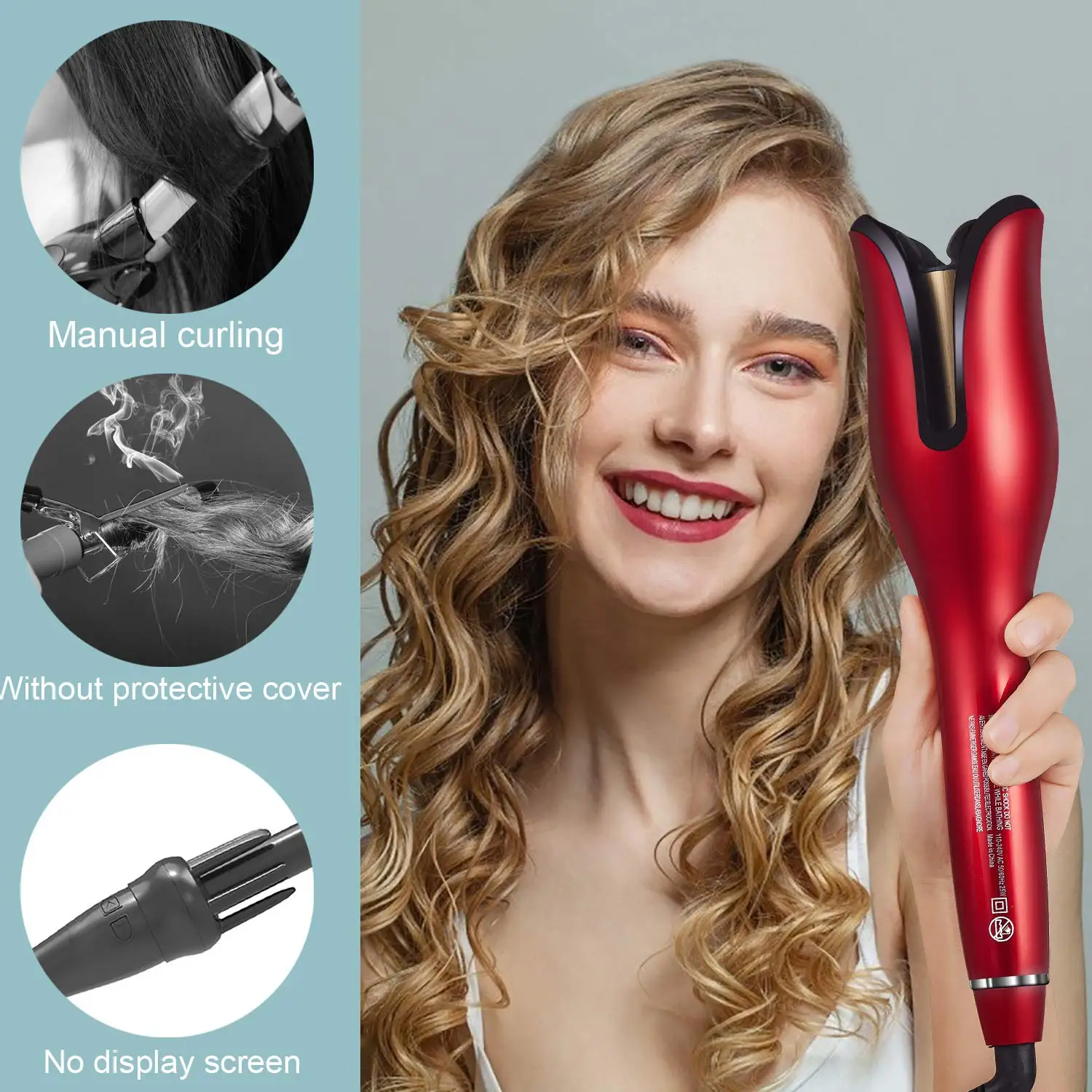 Ferros Spin N Curl Modelador rotativo de cerâmica Auto Rotativo Varinha de ondulação de cabelo com display de temperatura e temporizador Ferro de ondulação automático