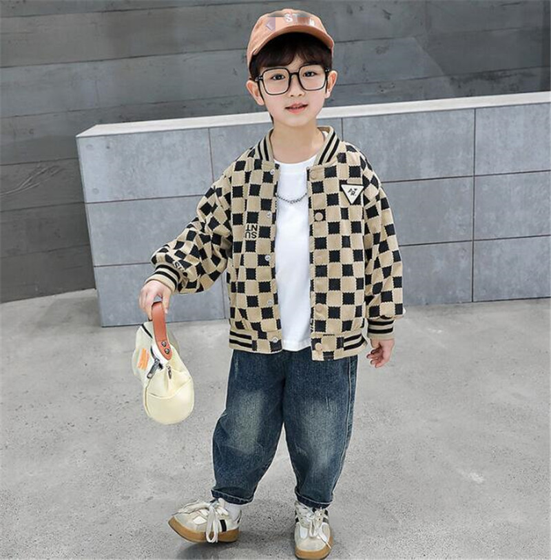 Barnjackor 2024 Spring och Autumn Outwear Boys Baseball Coat Baby Fashion Trend Children's Jackets Top