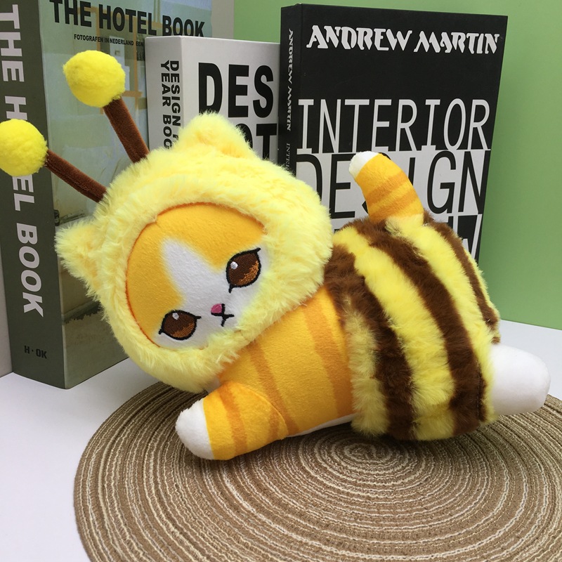 Jouets en peluche chat abeille mignon, jeux pour enfants, camarades de jeu, cadeaux de vacances, décoration de chambre, cadeaux de vacances, vente en gros, offre spéciale, 2024