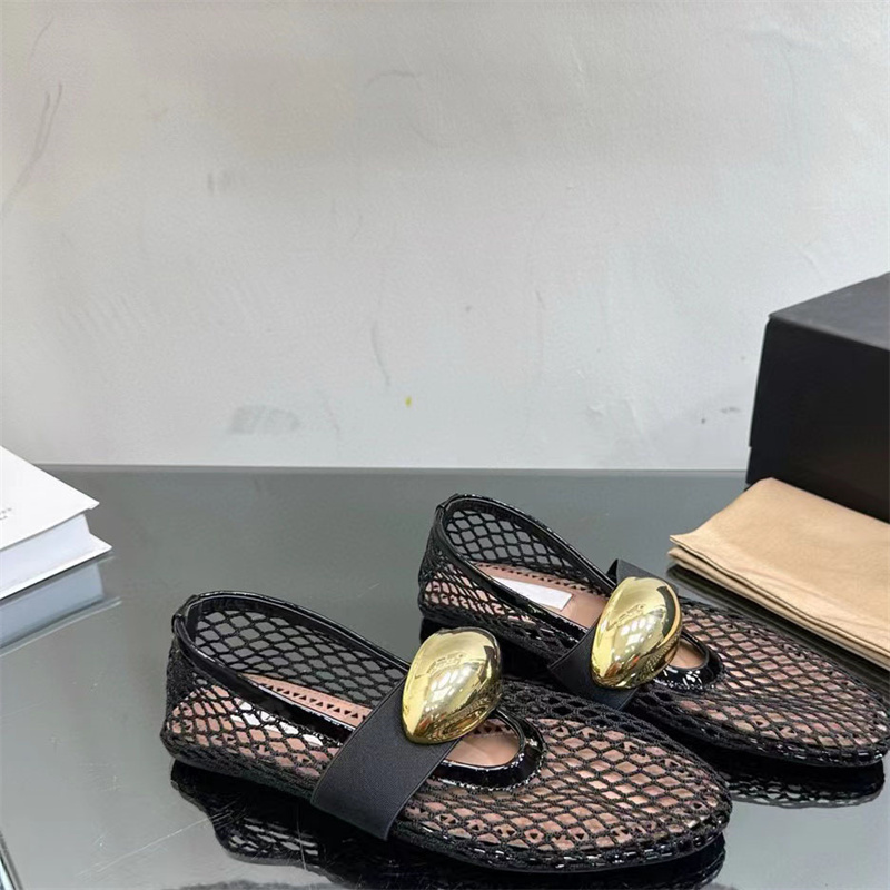 Zapatos de baile de Ballet de verano, zapatos planos de malla de marca de lujo para Mujer, zapatos planos Doudou con punta redonda y punta baja, mocasines para caminar al aire libre con cristales para Mujer