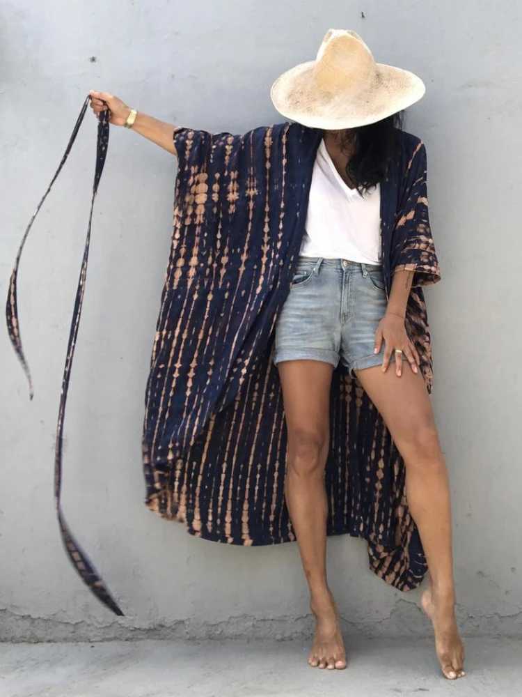 Sarongs Swimsuit womens beach jacket black tie dye kimono swimsuit Cape Town summer dress 2022 beach suit set sales 240325