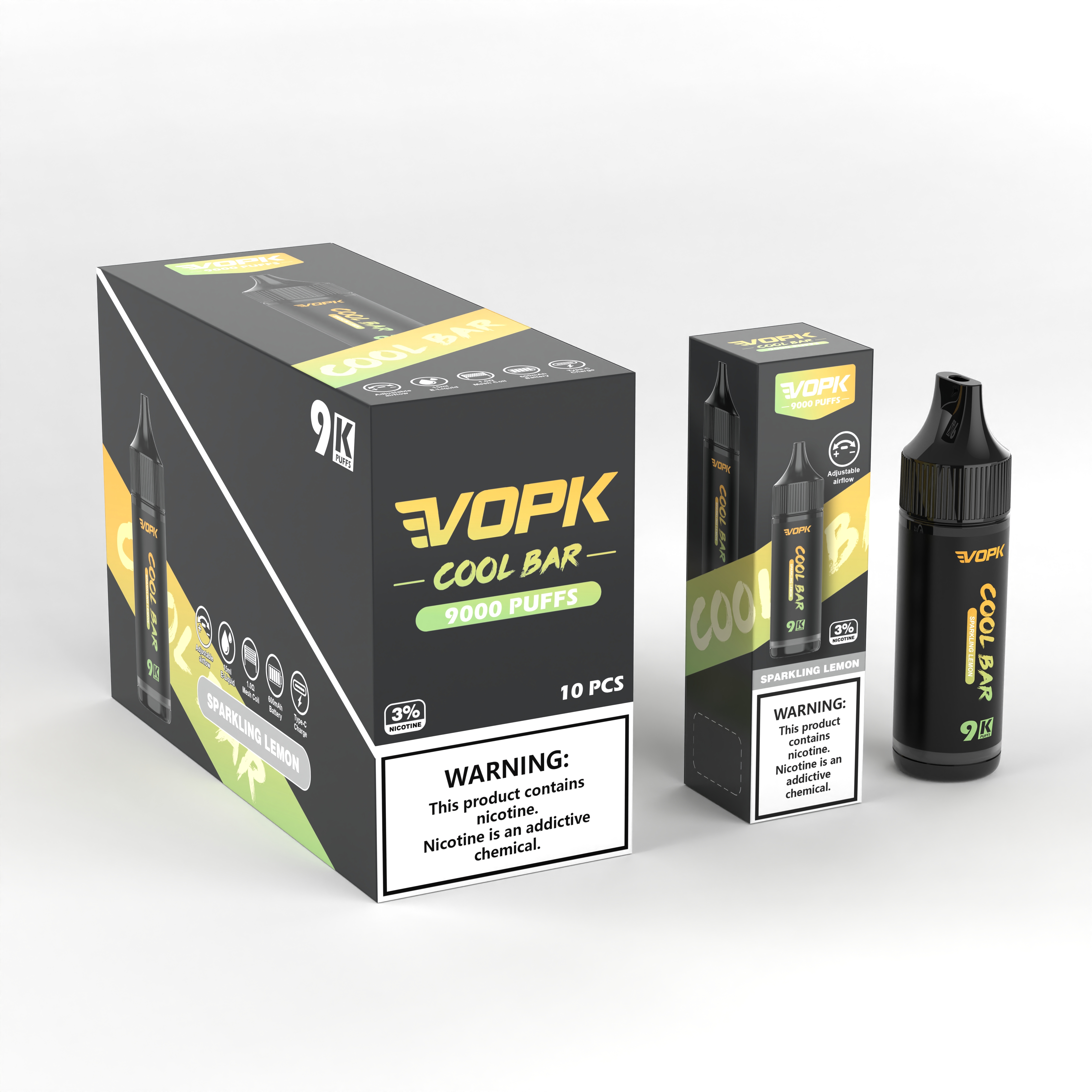 VOPK COOL BAR 9000 puff 9k puff disposable vape Rechargeable E Cigarettes Mesh Coil 15ML E-liquid puff 9k vaper 0%2%3%5% disposable e cartridges