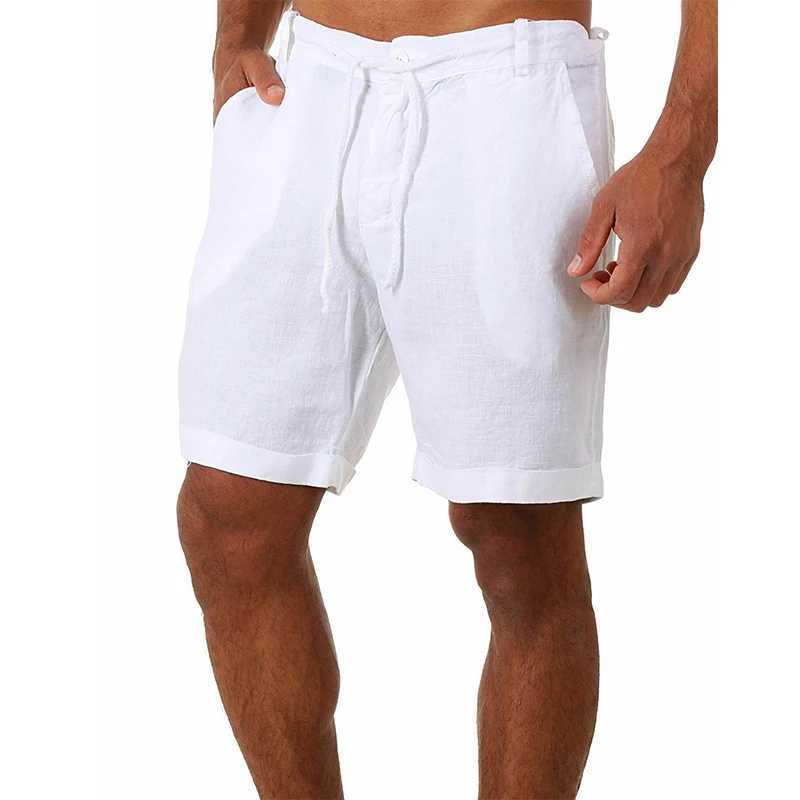 Pantalones cortos para hombre Pantalones cortos para hombre Nuevos pantalones cortos de lino y algodón para hombre Pantalones de lino de color liso transpirables de verano para hombre Traje de calle deportivo S-4XL 24325