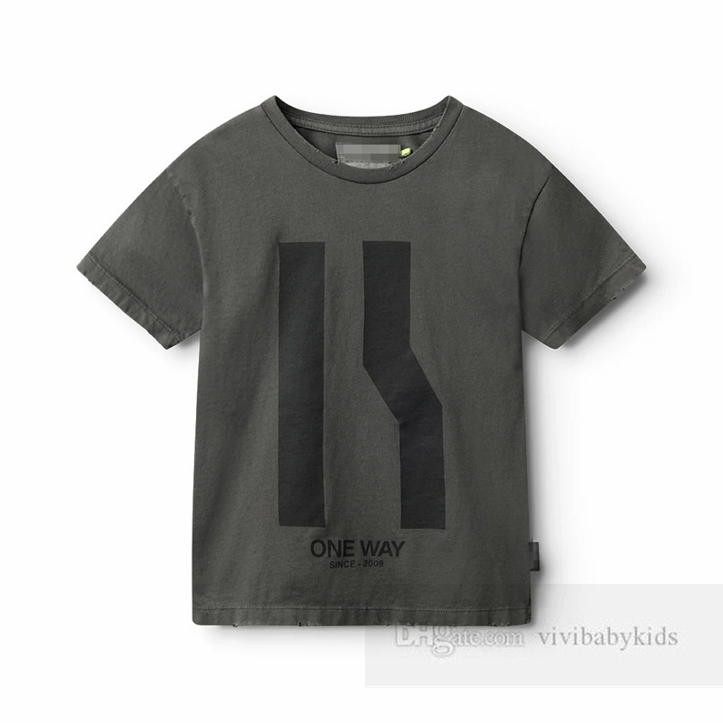 Camiseta con estampado de letras para niños y niñas, tops informales de manga corta con cuello redondo, ropa de algodón para niños de verano 2024 Z7330