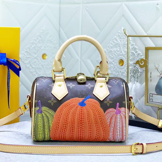 Färgglad Boston Bag Pumpkin Bag designers Bag Kusama Dermis Luxury Fashion Purses Crossbody Woman Handbag Never Tote PAG PALLET DESIGNER KVINNA LOUSIS VOUTON