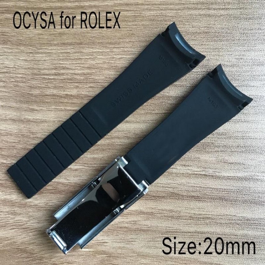 Coysa pulseira de borracha de marca, para rolex sub 20mm, macia, durável, à prova d'água, acessórios de pulseira com aço original 280e