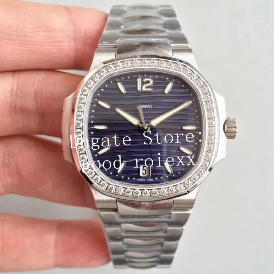 Luxe wit blauw grijs 35,2 mm diamanten bezel dames automatisch Cal 324 horloge dames PF Factory 7118 1200A Eta Miyota datum Watchc303F