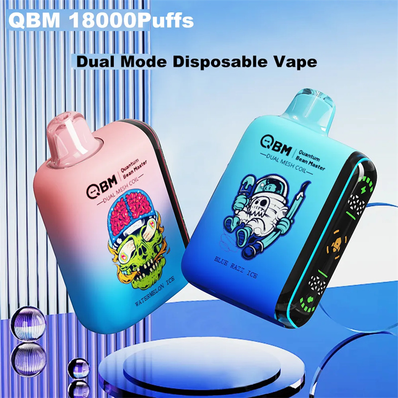 Original QBM Box Puff 18000 Puff 9000 Vapes Einweg-Puff 18k 9k Dual Mode Vaper Digitalanzeige Vape-Gerät 18ml Pod 2% 5% 10 Geschmacksrichtungen E-Zigaretten-Dampfstift 18000 Puffs