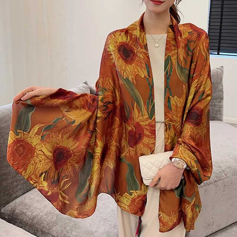 Sarongs Silk Feeling Beach Stoles Womens Scarf Summer Fashion Print Shawl Bag Kerchie Headband Foulard Headband Bandana Accessories New 24325