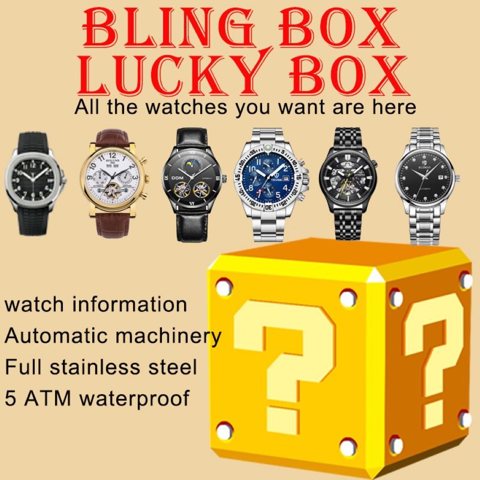 Top Bling Box Watches Lucky Box Watches Random Pocket Surprise Blind Box Lucky Bag Pakiet prezentu Montre de Luxe Automatyczny WA2847