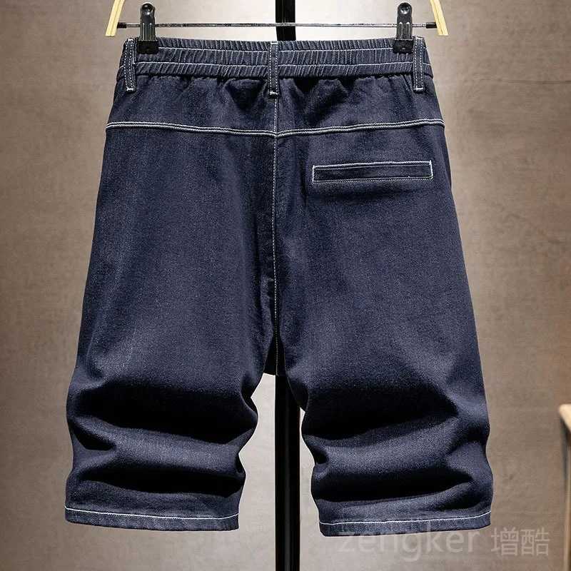 Herenshorts Grote elastische zwarte denimshorts Vijfpunts losse broek die niet vervaagt Hoogwaardige shorts Modieuze 7XL herenshorts J240325