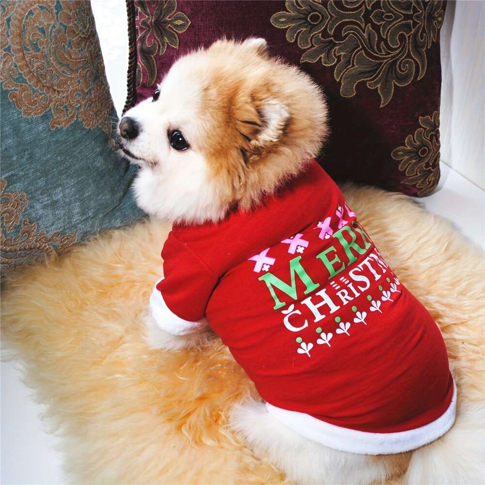 Vêtements de noël, sweat-shirt rayé pour chien, Style nouvel an, vêtements pour animaux de compagnie avec lettres graphiques pour le Festival