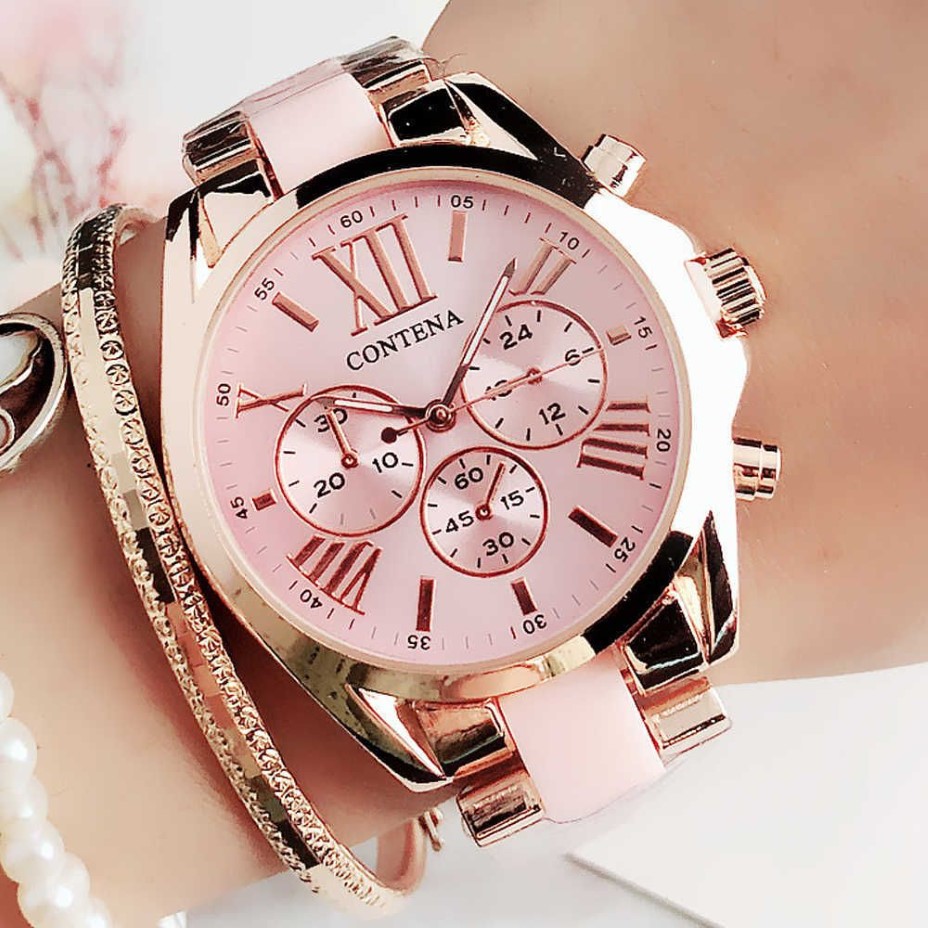 Senhoras moda rosa relógio de pulso mulheres relógios de luxo marca superior relógio de quartzo m estilo feminino relógio relogio feminino montre femme 210225l