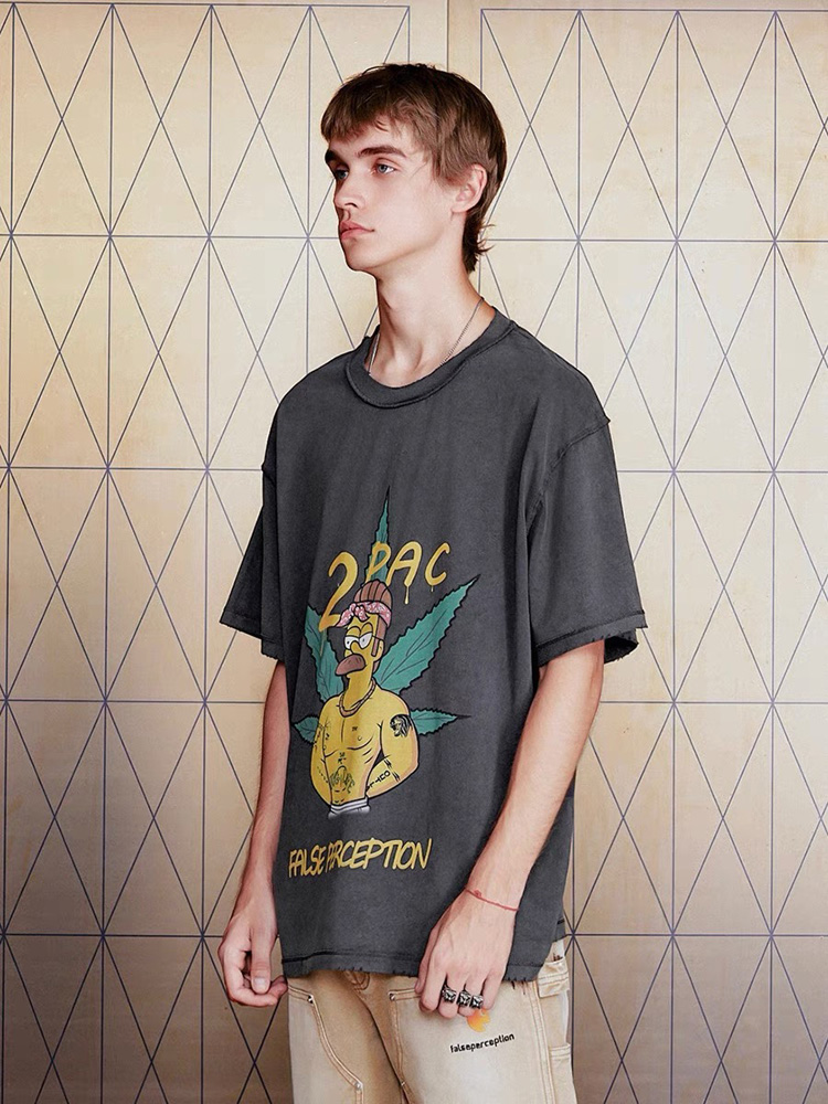 Camiseta masculina hip hop com estampa gráfica, camiseta vintage de algodão, camiseta grande, casual