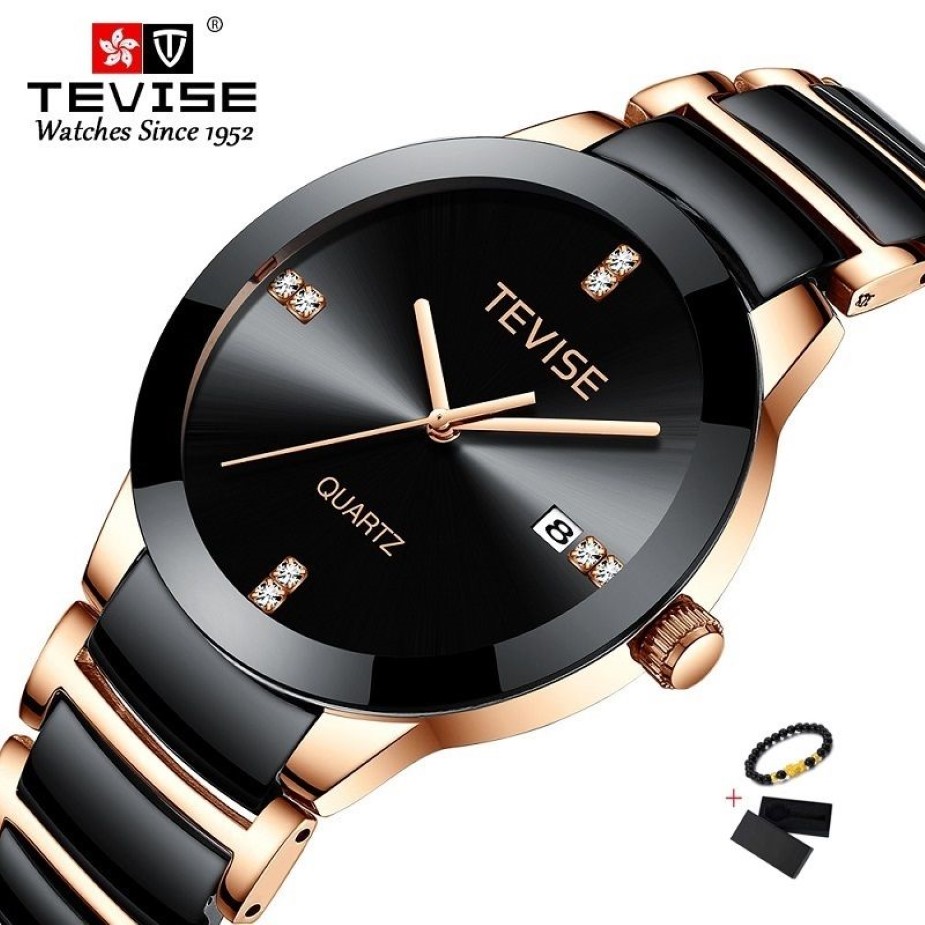 TEVISE Or Dames Bracelet Montre Quartz Femmes Montres De Luxe Mode Casual Céramique Fille Montre Étanche Montre-Bracelet Fix Outil CX2218I