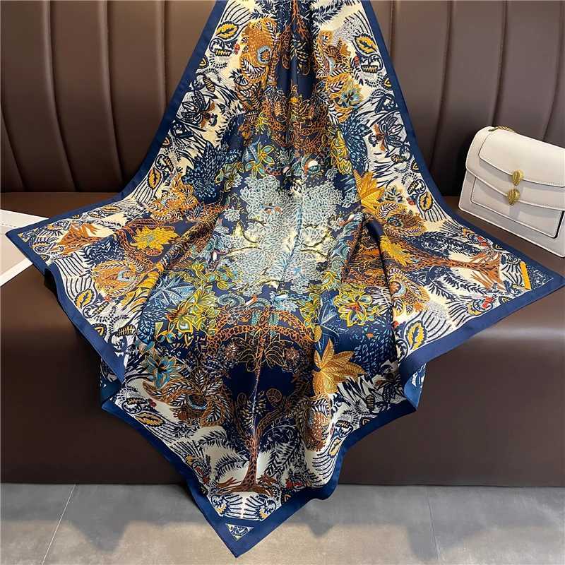 Parei 90 centimetri diagonale sciarpa quadrata di seta le donne scialle estivo borsa stampa di lusso Mahatan sgabello foulard Bandana 2022 nuovo 24325