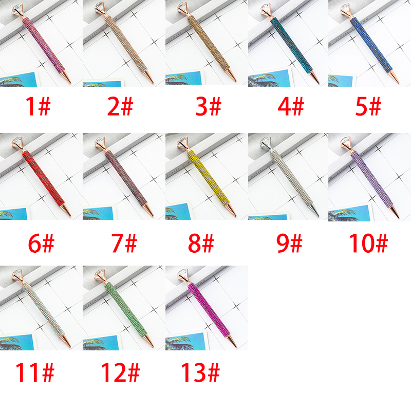 Хрустальная стеклянная шариковая ручка с большими ручками для шариков с большими алмазными школьными кабинетами поставляется 13 цветов